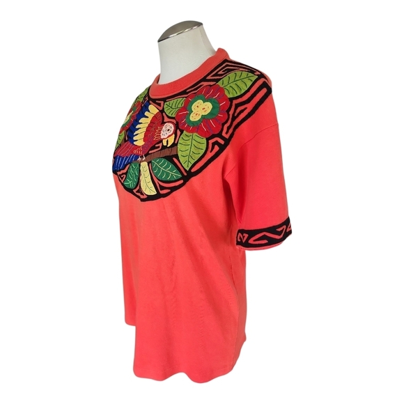 Cattleya Colorful Embroidered Parrot Top | Boho Festival Shirt | Size L - Picture 5 of 8